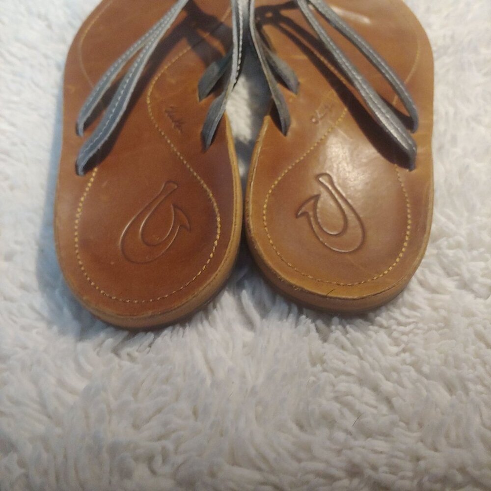 Olukai Womens Double Strap Sandal in Silver size 8 Tiki Vacay Hawaii - Picture 4 of 7